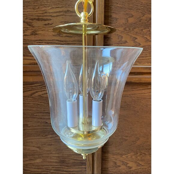 Vintage Glass Pendant Light Fixture Hanging Lantern by Thomas Industries - Picture 1 of 4